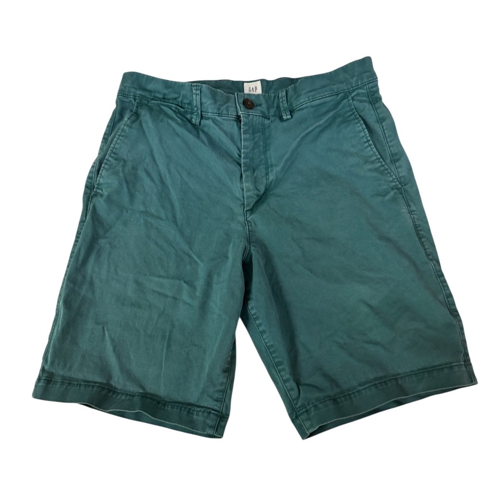GAP Mens Essential Khaki 10" Short Teal‎ Blue Green Size 31 Stretch Chino